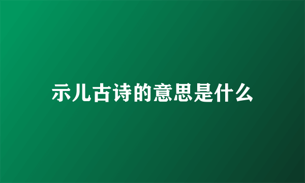 示儿古诗的意思是什么
